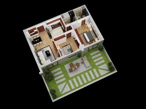 Căn hộ rộng 130m2, nhìn ra khoảng sân vườn xanh mướt rộng 55,5m2 là không gian thư giãn tuyệt vời cho gia chủ sau những giờ làm việc mệt mỏi.