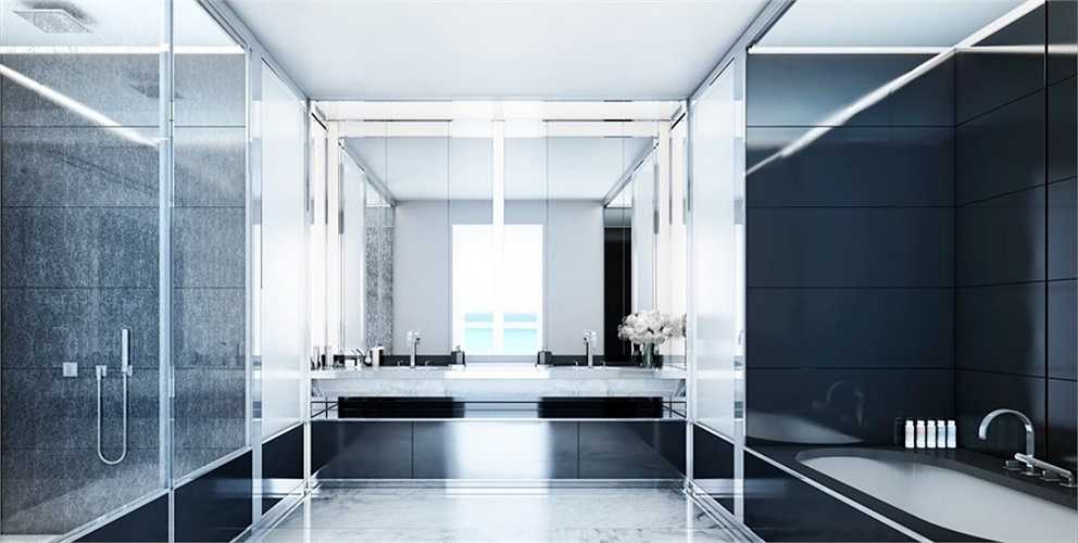 Phòng tắm rộng rãi và hiện đại. 