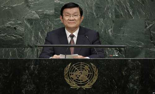 Chủ tịch nước Trương Tấn Sang phát biểu tại trụ sở Liên Hợp Quốc