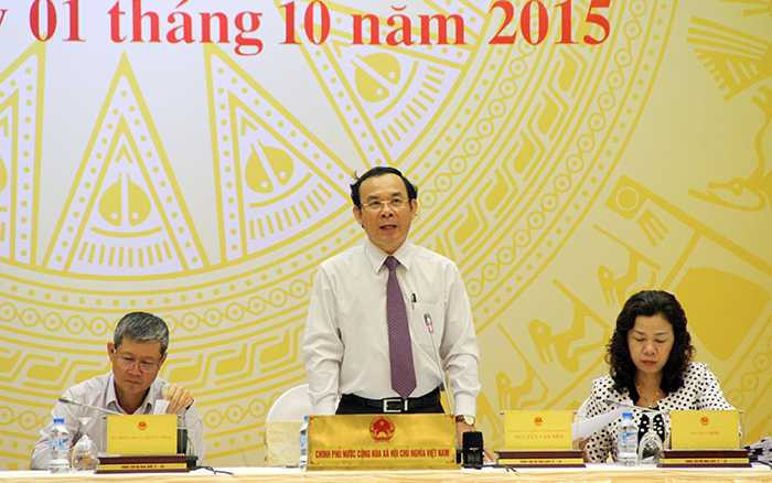 Bộ trưởng, Chủ nhiệm Văn phòng Chính phủ Nguyễn Văn Nên thông tin trong buổi họp báo Chính phủ chiều 1/10 (Ảnh: Phạm Thịnh)