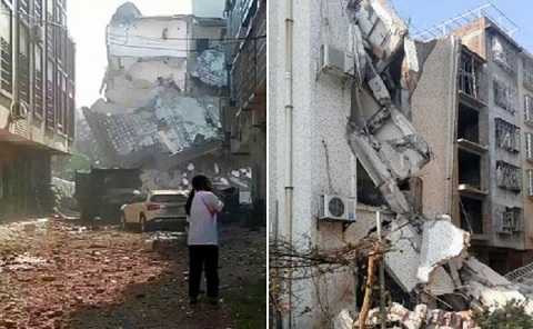 Nhiều ngôi nhà bị sập sau hàng loạt các vụ nổ liên tiếp