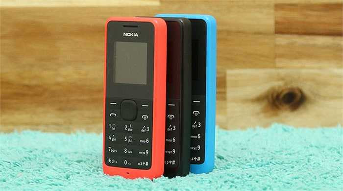 Nokia 105 (400.000 đồng). Là điện thoại giá rẻ nhất trong danh sách điện thoại của Microsoft, Nokia 105 kế thừa nhiệm vụ mà chiếc Nokia 1280 để lại là mang tới cho mọi người chiếc điện thoại tốt nhất về giá cả lẫn giá trị đối với việc liên lạc. Máy có thiết kế vuông vức, đường nét đơn giản nhưng vẫn đảm bảo sự chắc chắn và bền bỉ.