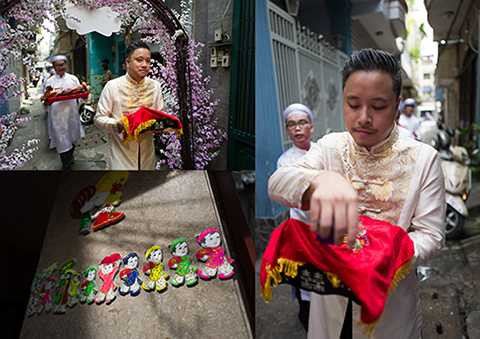 Không phụ lòng vị hôn thê, đạo diễn tài năng của các bộ phim đình đám như: Scandal, Tôi thấy hoa vàng trên cỏ xanh... đã chỉn chu những sính lễ và trang trọng sang nhà dạm hỏi.