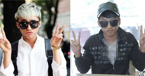 Chàng trai Võ Viễn Thiện (phải) cố tình biến mình thành bản sao của Sơn Tùng M-TP. Không chỉ nhái lại phong cách thời trang, anh còn bắt chước lại những điệu bộ, cử chỉ của giọng ca Nắng ấm xa dần. Ảnh: FBNV