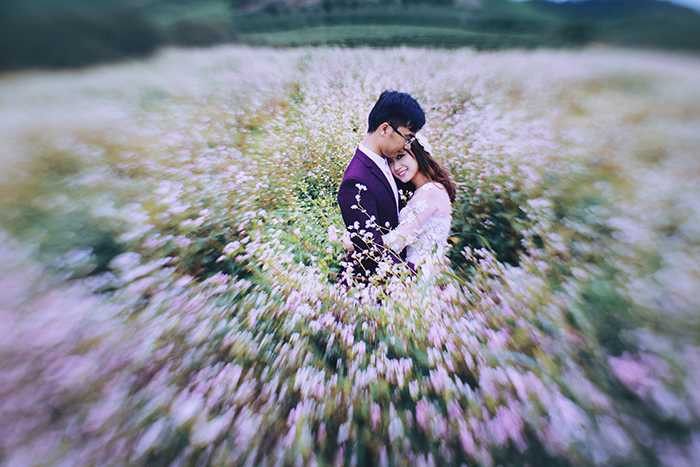 Ảnh cưới đẹp mê mẩn giữa cánh đồng hoa tam giác mạch Mộc Châu