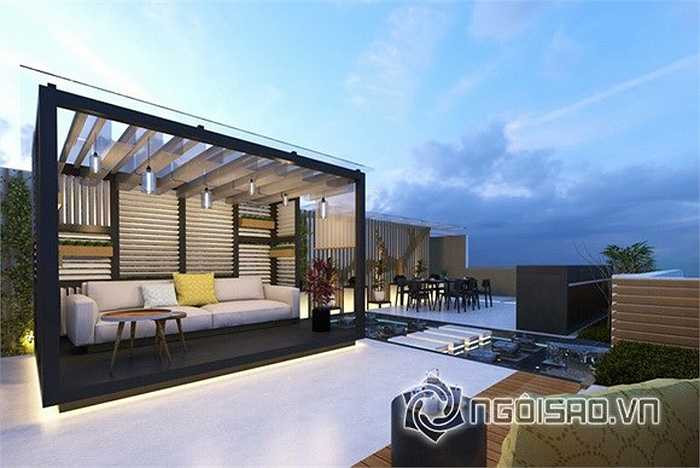 Không gian bên ngoài căn penhouse cao cấp. Được biết, căn hộ có tổng giá trị lên đến 20 tỷ đồng bao gồm cả chi phí lắp đặt nội thất.