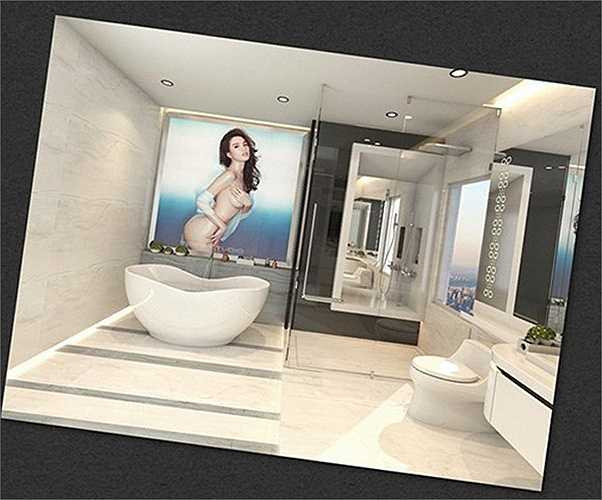 Nhà vệ sinh vô cùng rộng rãi với nội thất cao cấp.