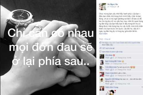 Trên trang cá nhân, Hà Hồ từng khoe khéo bức ảnh cô nắm chặt tay một người đàn ông với lời nhắn gửi: Chỉ cần có nhau, mọi đớn đau sẽ ở lại phía sau.