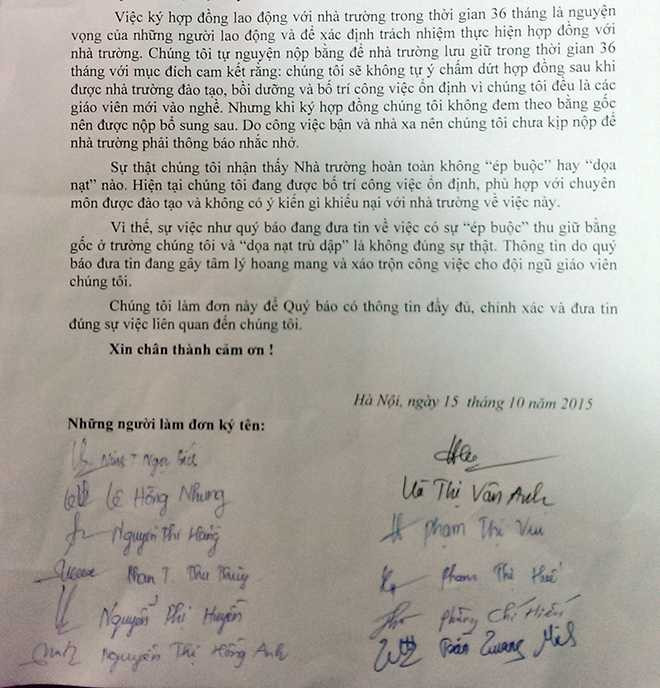 Kiến nghị của 11 giáo viên liên quan đến vụ việc
