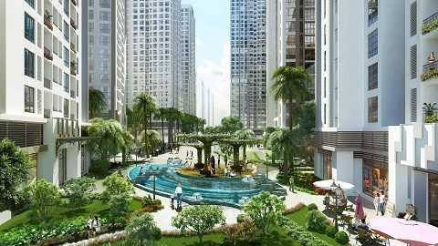 Đài nước tràn giữa tòa Park 5 và Park 6 - Park Hill