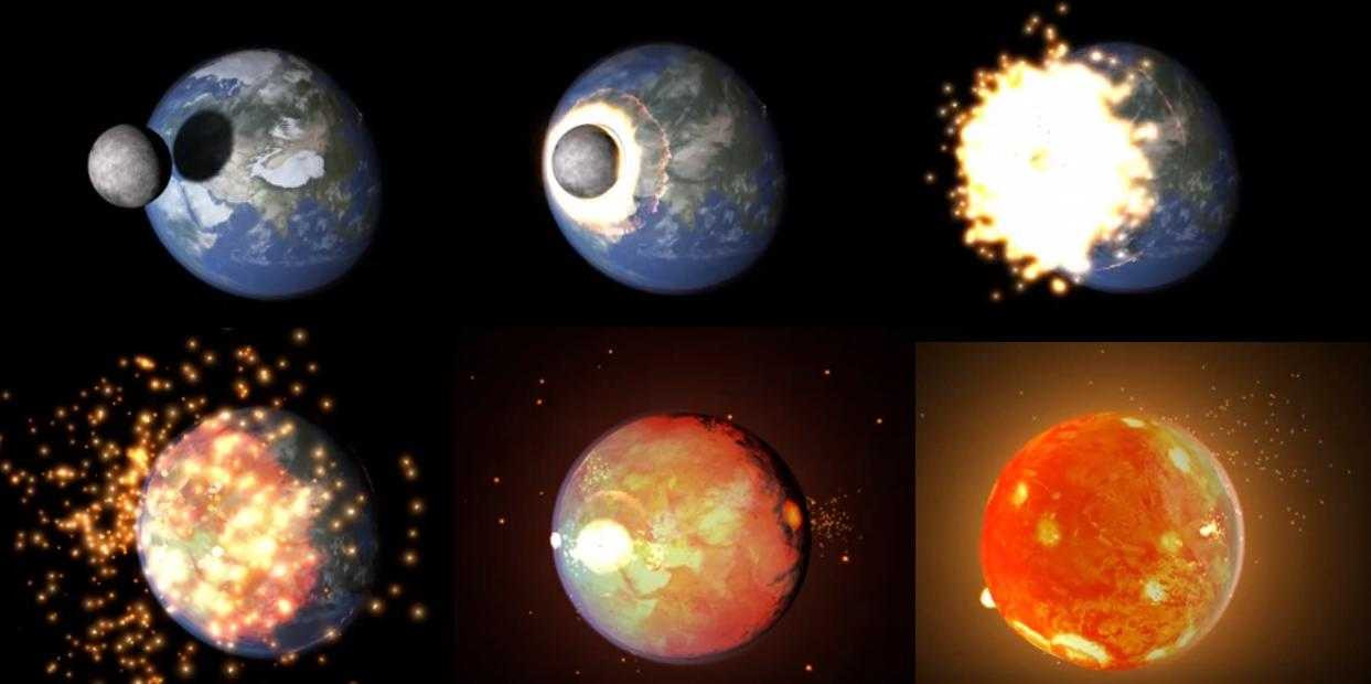 Hình ảnh Trái đất bị nung chảy sau khi bị mặt trăng đâm vào - Ảnh cắt từ clip