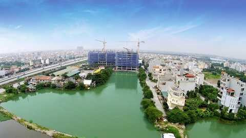 Hình ảnh thực tế Hateco nhìn từ hồ nước Hình ảnh thực tế Hateco nhìn từ hồ nước