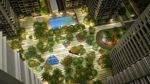 Quảng trường Saphire về đêm như những viên đá quý giữa khu vườn xanh mướt bóng cây Quảng trường Saphire về đêm như những viên đá quý giữa khu vườn xanh mướt bóng cây