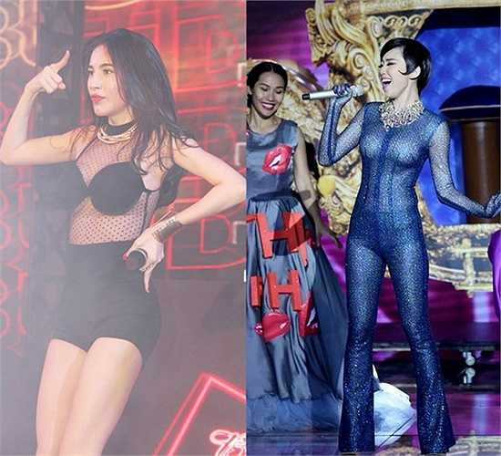 Hai người đẹp tên Tiên táo bạo chọn lựa những trang phục xuyên thấu, bó sát khi lên sân khấu.