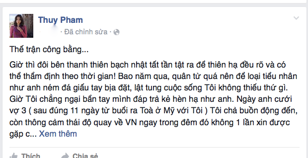 Siêu mẫu Ngọc Thúy mắng chửi chồng cũ trên trang cá nhân