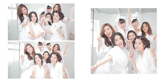 Để làm nổi bật nhan sắc tươi trẻ, năng động của Tú Vi, chuyên gia trang điểm chọn phong cách da trong suốt, nhấn vào đôi môi cam nude của nàng dâu. 