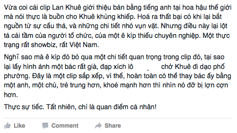 lan khuê bị chê