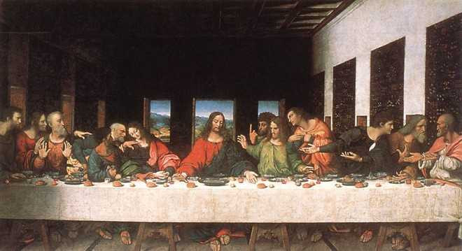 Có 13 người trong bữa ăn tối cuối cùng của Chúa Jesus. Tranh của Leonardo da Vinci.
