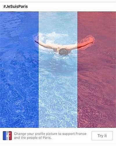 Mạng xã hội Facebook tạo tính năng giúp người dùng cài đặt avatar có màu cờ Pháp để tưởng nhớ các nạn nhân vụ khủng bố 