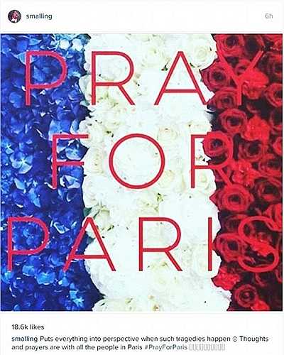 Người dân trên khắp thế giới cũng bày tỏ niềm tiếc thương và chia sẻ nỗi đau với người dân Pháp bằng những hình ảnh đăng tải trên mạng xã hội Facebook, Instagram, Twitter