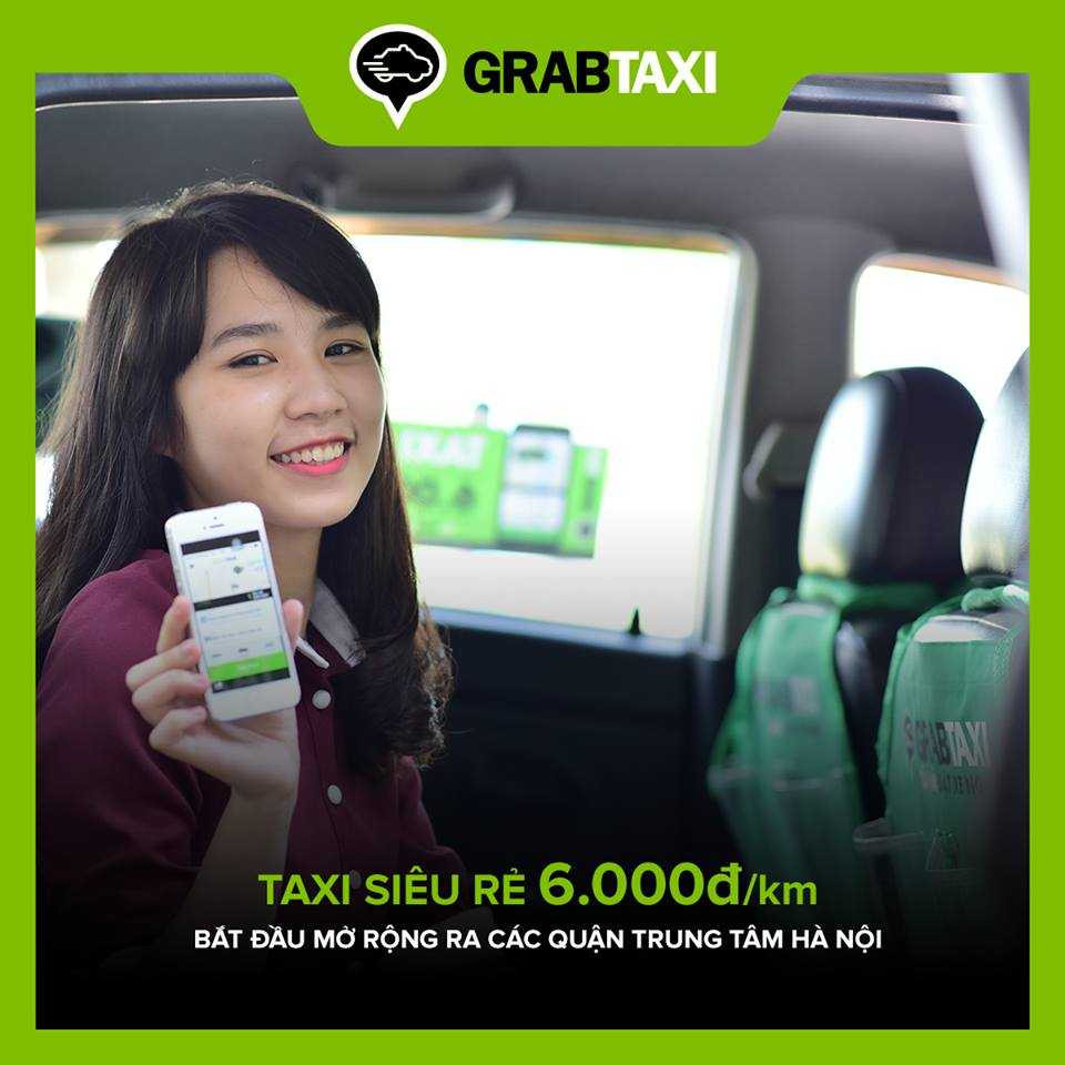 Một hình ảnh quảng cáo của Grab taxi với giá 6000đ/km (ảnh: Internet)