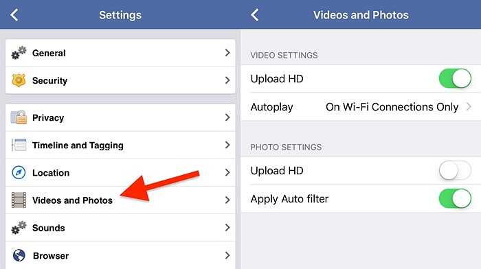 Mệt mỏi với việc phải xem video liên tục khi lướt New Feeds trên Facebook, hãy tìm đến đường dẫn: More > Videos and Photos và bỏ chọn tự động tải video 
