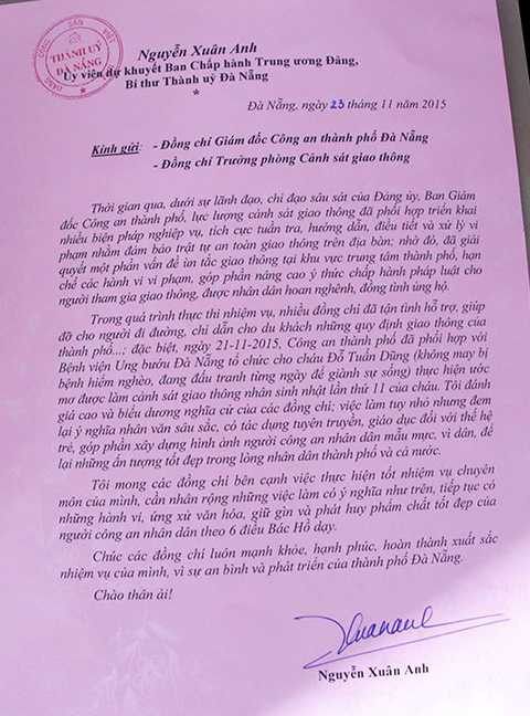 Bí thư Đà Nẵng, CSGT Đà Nẵng, Nguyễn Xuân Anh, cậu bé ung thư, đạt ước mơ, Đỗ Tuấn Dũng, Lê Ngọc