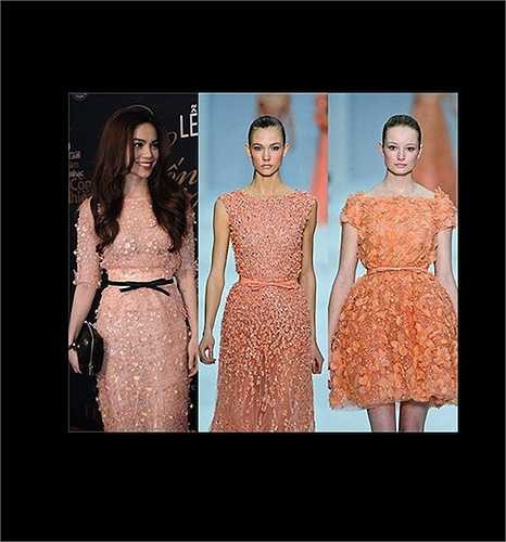 Chiếc váy Hà Hồ mặc bị đem ra so với váy của Elie Saab. 