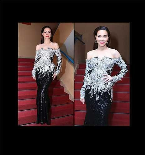 Một thiết kế đính đá cầu kỳ khác bị đánh giá là nặng nề, chưa làm bật lên được vẻ ngoài xinh đẹp của nữ ca sỹ. (Nguồn: Dân Việt)