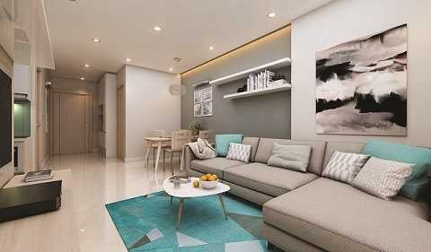 Thiết kế phòng khách tại căn hộ mẫu Xuan Mai Sparks Tower Thiết kế phòng khách tại căn hộ mẫu Xuan Mai Sparks Tower