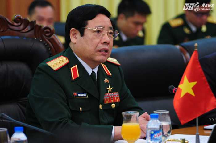Bộ trưởng Quốc phòng Việt Nam, Đại tướng Phùng Quang Thanh trong hội đàm - Ảnh: Tùng Đinh