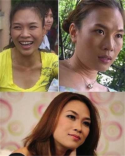 Nhưng cũng có lúc cô lộ da mặt kém nuột nà, sạm đen khi thiếu đi lớp phấn nền, phấn phủ.