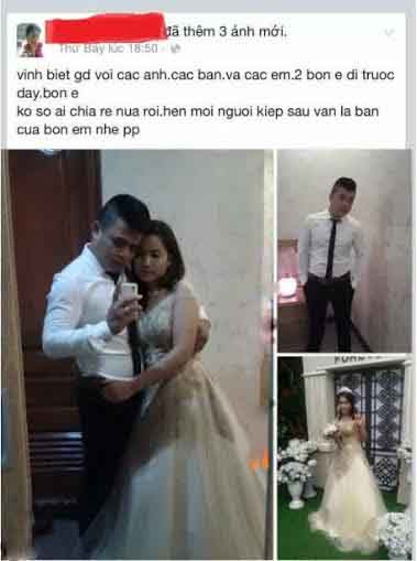 Hình ảnh đôi bạn trẻ và những dòng “chia tay” bạn bè trên mạng.