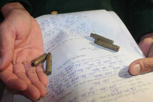 Bốn vỏ đạn được ngư dân thu nhặt trên tàu QNg 95861 sau khi bắn chết ngư dân Trương Đình Bảy và bắn nhiều phát lên tàu.