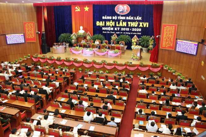 Đại hội đại biểu Đảng bộ tỉnh Đắk Lắk lần thứ XVI nhiệm kỳ 2015-2020 giữa tháng 10-2015 - Ảnh: Hà Bình 