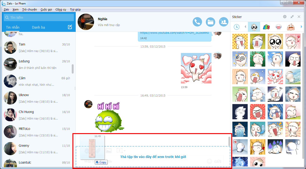 Chỉ cần kéo – thả là có thể gửi file nhanh đến đồng nghiệp