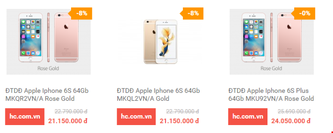 Giá iPhone 6s đã giảm giá. 