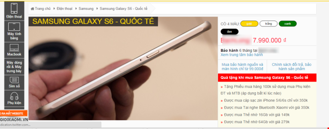 Giá Samsung Galaxy S6 hàng xách tay có giá thấp hơn cả giá đã giảm của Lazada.