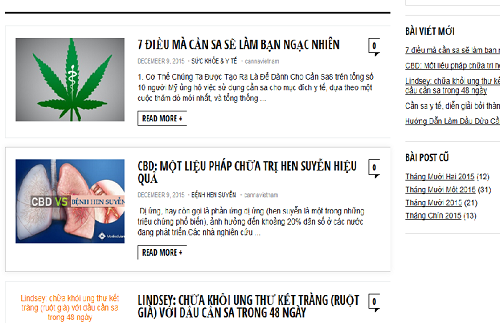 Trang thông tin giới thiệu về cần sa.