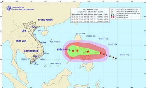 Vị trí và đường đi của Bão Melor