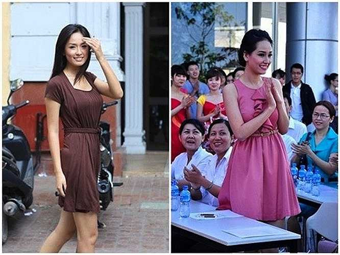 Năm 2007, ngoại hình của Hoa hậu đã khá khẩm hơn nhưng cô vẫn diện những trang phục khá đơn giản.