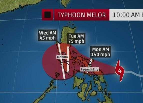 Bão Melor giật cấp 17 