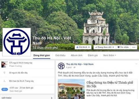 Hà Nội đưa thông tin điều hành lên Facebook