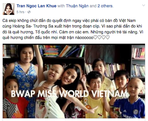 Chia sẻ của Lan Khuê trên trang cá nhân.