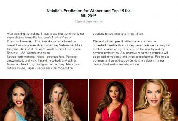 Natalie Glebova – hoa hậu năm 2005 phân tích và nhận định về các thí sinh năm nay.