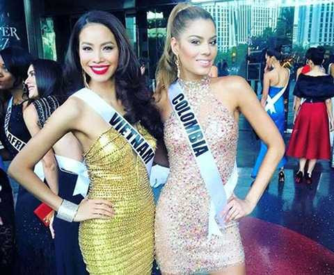 Hoa hậu Columbia cũng là một người bạn khá thân thiết với Phạm Hương trong cuộc thi Miss Universe 2015.