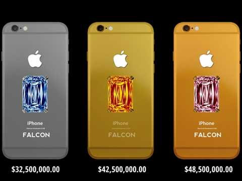 Falcon SuperNova Pink Diamond iPhone 6 - 45,5 triệu USD. Và đây, chiếc điện thoại khủng nhất trong danh sách, Falcon SuperNova Pink Diamond iPhone 6 - đơn giản là mặt sau được gắn những viên kim cương màu rất hiếm và không phải ai cũng có thể tìm kiếm được