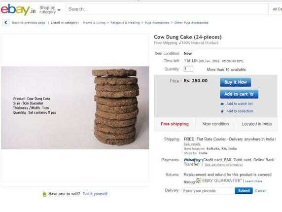 Bánh phân bò được rao bán trên eBay