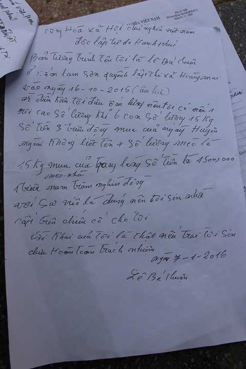 Bản tường trình sơ sài của Lê Bá Thuận