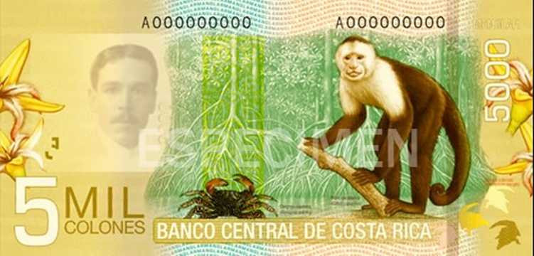 Tiền con khỉ của Costa Rica mệnh giá 5000 colon thích hợp dùng làm tiền lì xì tết 2016 Bính Thân bởi tờ tiền đẹp và mới lạ, không đụng hàng, số lượng có hạn. 